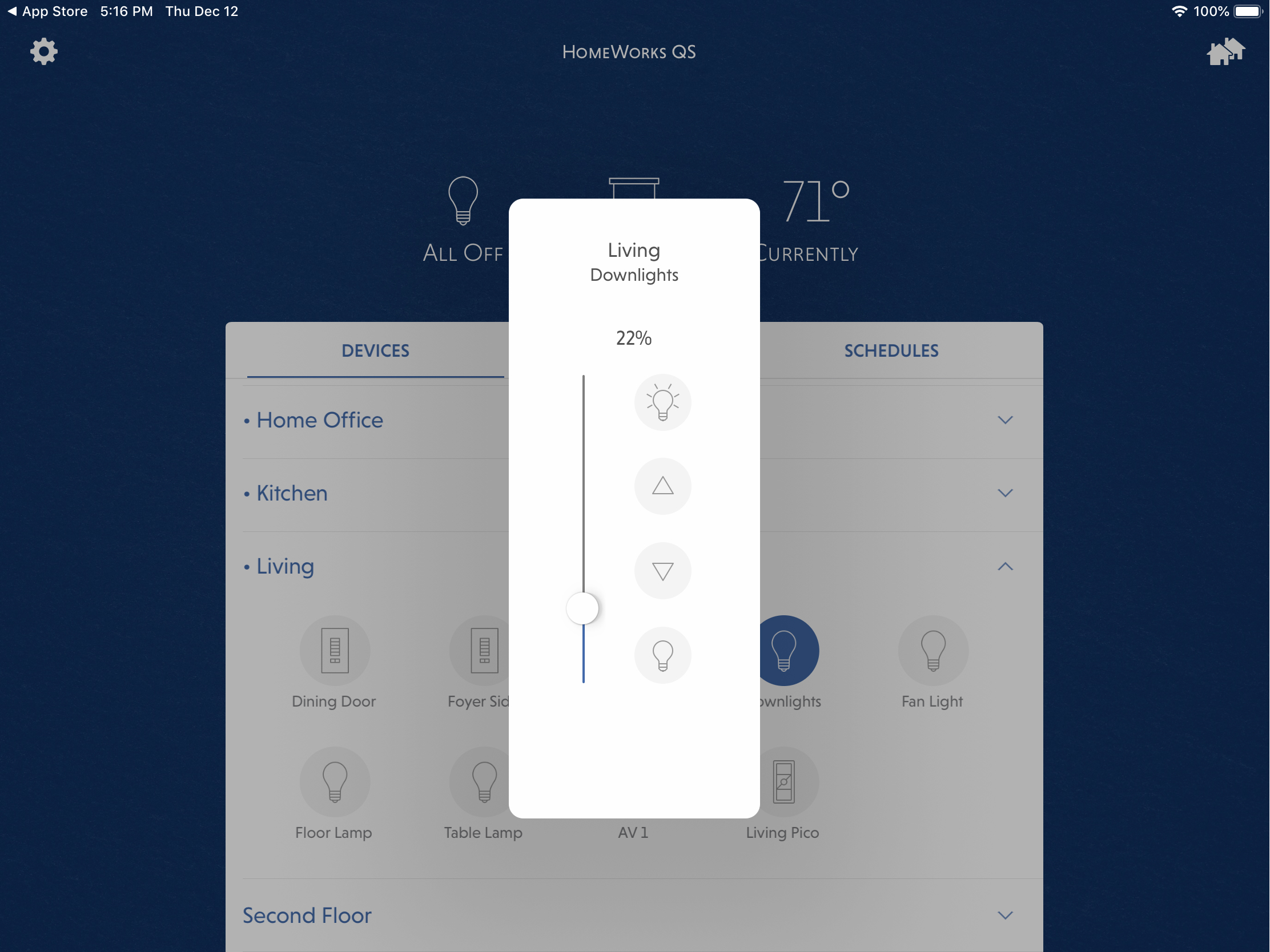 Lutron Living Room Interface