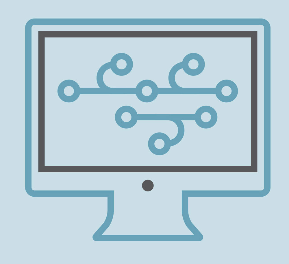 icon of computer with programs running