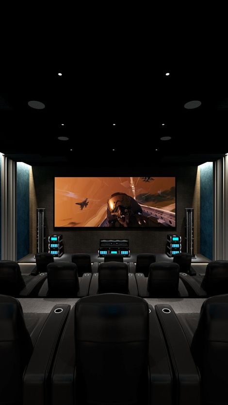 Luxury home cinema with multiple leather recliners